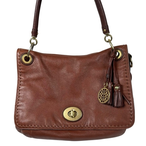 COACH Limited Edition Hamptons Flap Leather Brown Bag - 15400  [MISSING‎ STRAP] - Picture 1 of 16